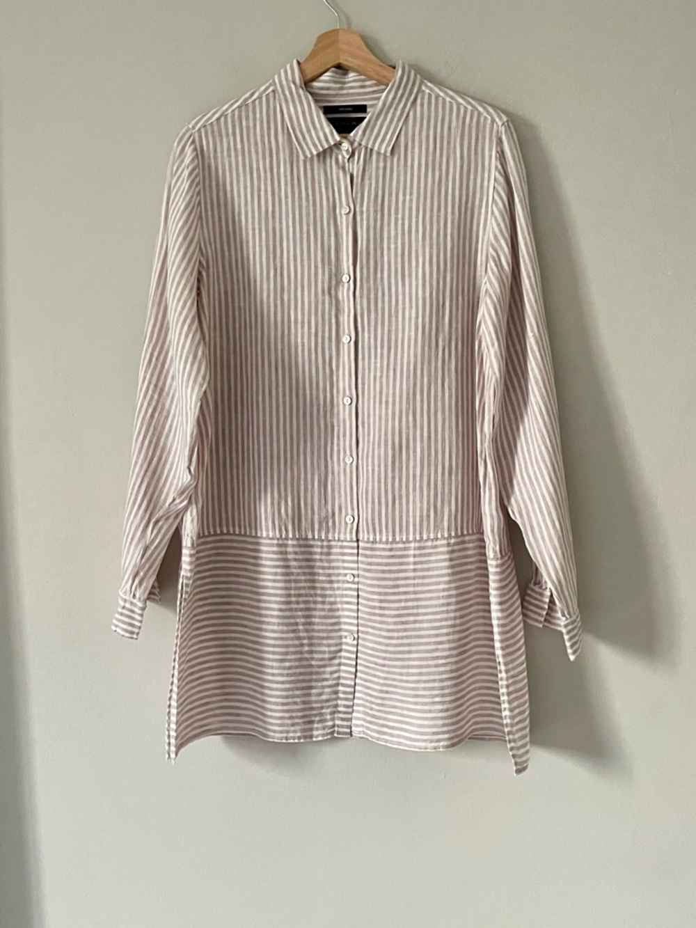 Tahari Linen Striped Button-Down Cover Up
